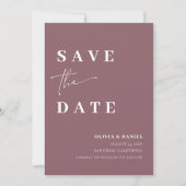 Minimalistisches Simple Dusty Lila Foto Save the D Einladung (Vorderseite)