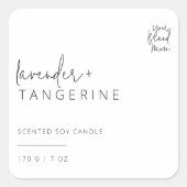 Minimalistisches Simple Soy Candle Schwarz-weiß La Quadratischer Aufkleber (Vorderseite)