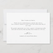 Minimalistisches Simple Wedding Foto Vielen Dank Dankeskarte (Rückseite)