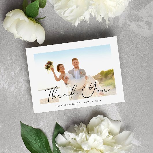 Minimalistisches Simple Wedding Foto Vielen Dank Dankeskarte