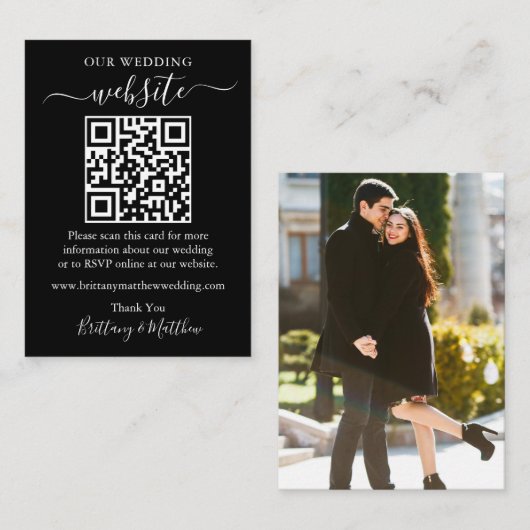 Minimalistisches Simple Wedding Website Foto QR Bl Begleitkarte (Vorne/Hinten)