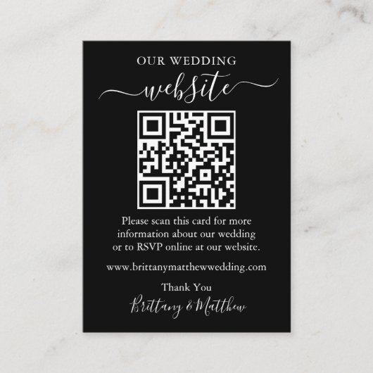 Minimalistisches Simple Wedding Website Foto QR Bl Begleitkarte (Vorderseite)