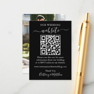 Minimalistisches Simple Wedding Website Foto QR Bl Begleitkarte