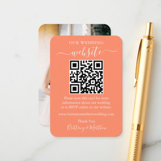Minimalistisches Simple Wedding Website Foto QR Co Begleitkarte (Vorderseite/Rückseite Beispiel)