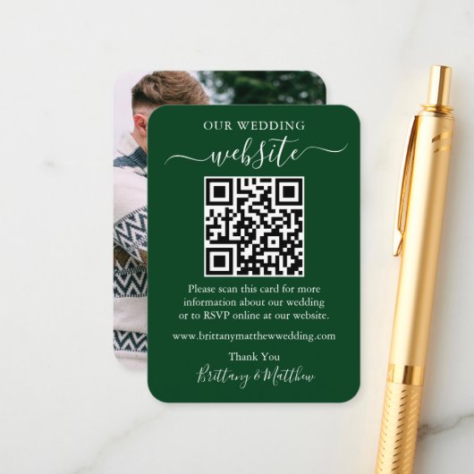 Minimalistisches Simple Wedding Website Foto QR Gr Begleitkarte (Vorderseite/Rückseite Beispiel)