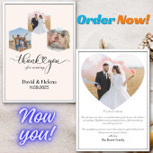 Minimalistisches SimpleW Script mit Heart Wedding Dankeskarte