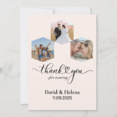 Minimalistisches SimpleW Script mit Heart Wedding Dankeskarte (Vorderseite)