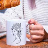 Minimalistisches Sketch-Gesicht Portrait Line Art  Kaffeetasse
