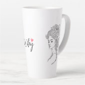 Minimalistisches Sketch-Gesicht Portrait Line Art Milchtasse (Rechte Ecke)