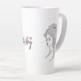 Minimalistisches Sketch-Gesicht Portrait Line Art Milchtasse