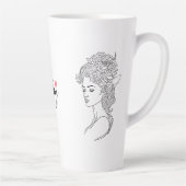 Minimalistisches Sketch-Gesicht Portrait Line Art Milchtasse (Rechts)