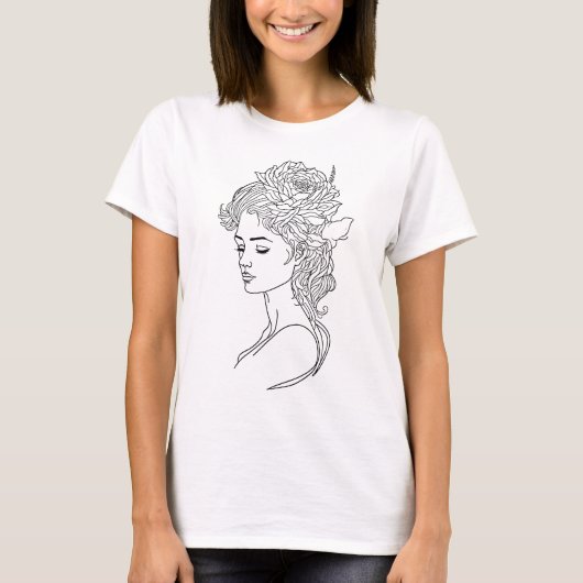 Minimalistisches Sketch-Gesicht Portrait Line Art  T-Shirt (Vorderseite)