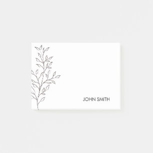 Minimalistisches Sketch Leaf Post-it Klebezettel