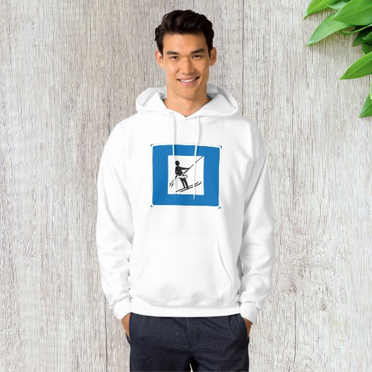 Minimalistisches Skilift-Symbol mit blauer Grenze Hoodie