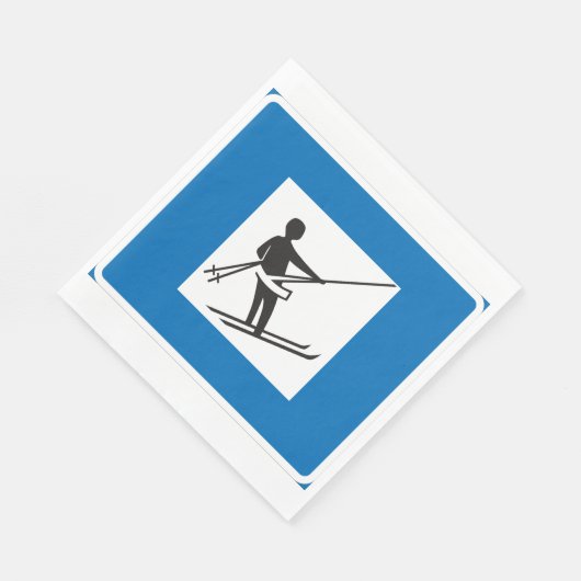 Minimalistisches Skilift-Symbol mit blauer Grenze Serviette (Ecke)