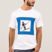 Minimalistisches Skilift-Symbol mit blauer Grenze T-Shirt (Vorderseite)
