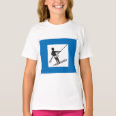 Minimalistisches Skilift-Symbol mit blauer Grenze T-Shirt (Vorderseite)
