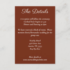 Minimalistisches Skript Amber Rust Red Details Car Begleitkarte