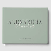 Minimalistisches Skript Boho Sage Green Custom Bus Gästebuch (Vorderseite)