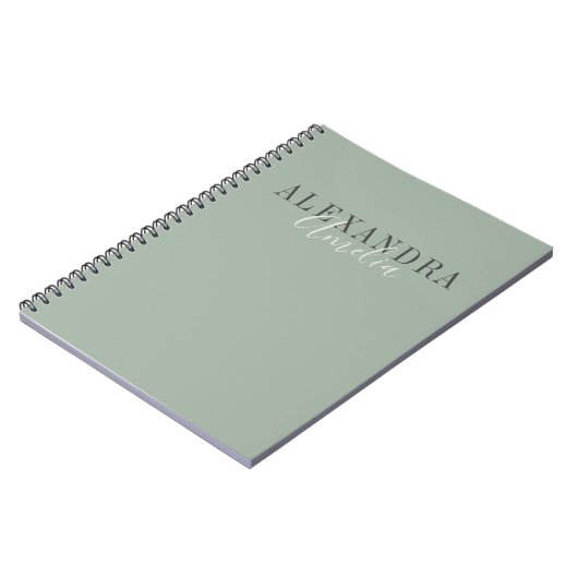 Minimalistisches Skript Boho Sage Green Custom Bus Notizblock (Linke Seite)