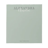 Minimalistisches Skript Boho Sage Green Custom Bus Notizblock (Vorderseite)