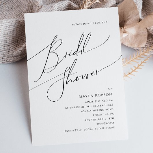 Minimalistisches Skript-Brautparty Einladung