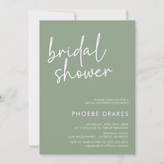 Minimalistisches Skript-Brautparty speichern Einladung (Vorderseite)