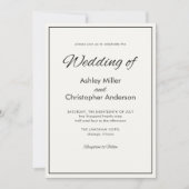 Minimalistisches Skript-Charcoal-Black-Hochzeit Einladung (Vorderseite)