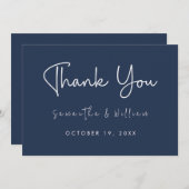 Minimalistisches Skript der Blue Navy | Moderne Ho Dankeskarte (Vorne/Hinten)