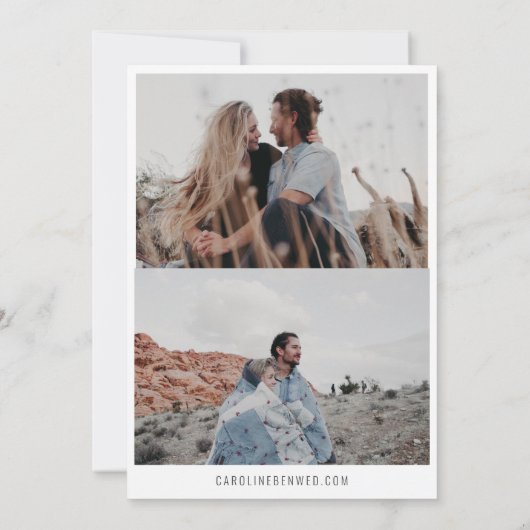 Minimalistisches Skript Drei Foto Doppelseitig Sti Save The Date (Rückseite)