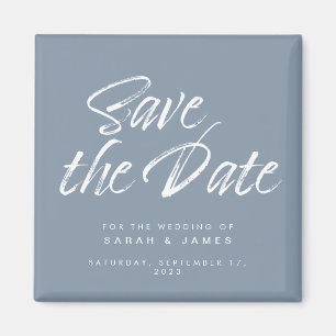 Minimalistisches Skript Dusty Blue Wedding Save th Magnet