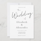 Minimalistisches Skript Eleganter QR-Code Hochzeit Einladung (Vorderseite)