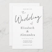 Minimalistisches Skript Eleganter QR-Code Hochzeit Einladung (Vorne/Hinten)