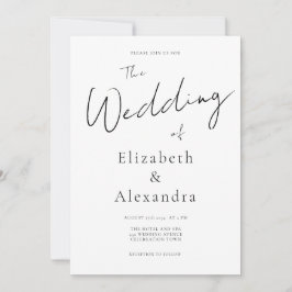 Minimalistisches Skript Eleganter QR-Code Hochzeit Einladung