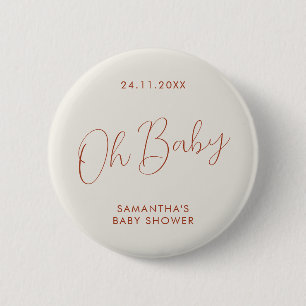 Minimalistisches Skript Elfenbein-Baby-Party elega Button