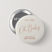 Minimalistisches Skript Elfenbein-Baby-Party elega Button (Vorne & Hinten)
