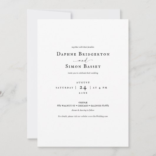 Minimalistisches Skript ELLE Einladung (Vorderseite)