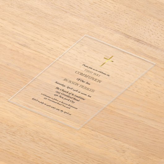 Minimalistisches Skript erste heilige Kommunion-Ei Acryleinladungen (Ablage )