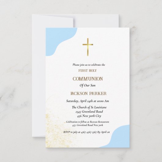 Minimalistisches Skript erste heilige Kommunion-Ei Einladung (Vorderseite)