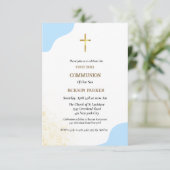Minimalistisches Skript erste heilige Kommunion-Ei Einladung (Stehend Vorderseite)