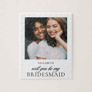 Minimalistisches Skript Foto Bridesmaid Vorschlag Puzzle