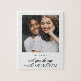 Minimalistisches Skript Foto Bridesmaid Vorschlag Puzzle