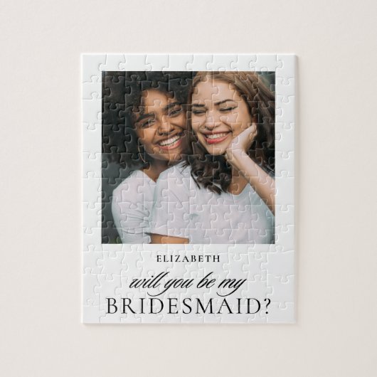 Minimalistisches Skript Foto Bridesmaid Vorschlag Puzzle (Vertikal)