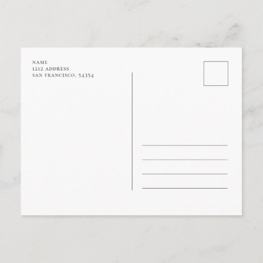 Minimalistisches Skript-Foto Hochzeit speichern Si Ankündigungspostkarte (Rückseite)