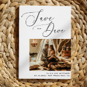 Minimalistisches Skript-Foto Hochzeit speichern Si Ankündigungspostkarte