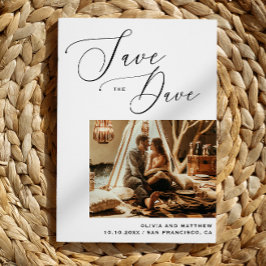 Minimalistisches Skript-Foto Hochzeit speichern Si Ankündigungspostkarte