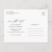 Minimalistisches Skript-Foto Hochzeit speichern Si Ankündigungspostkarte (Rückseite)