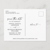 Minimalistisches Skript-Foto Hochzeit speichern Si Ankündigungspostkarte (Rückseite)