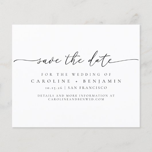 Minimalistisches Skript-Foto Hochzeitdatum (Vorderseite)