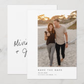 Minimalistisches Skript-Foto Save The Date (Vorne/Hinten)